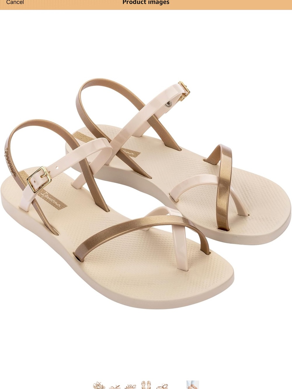 Ipanema Fashion Sand Metallic Gold and Cream Strappy Sandals